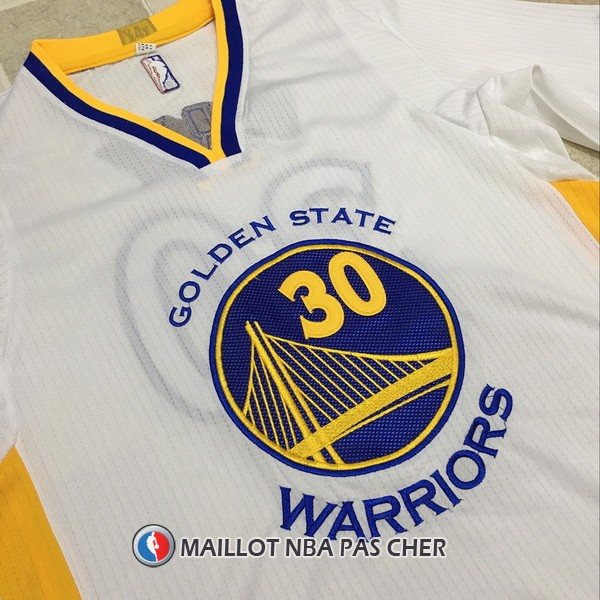 Maillot Authentique Manche Courte Golden State Warriors Curry 30 Blanc